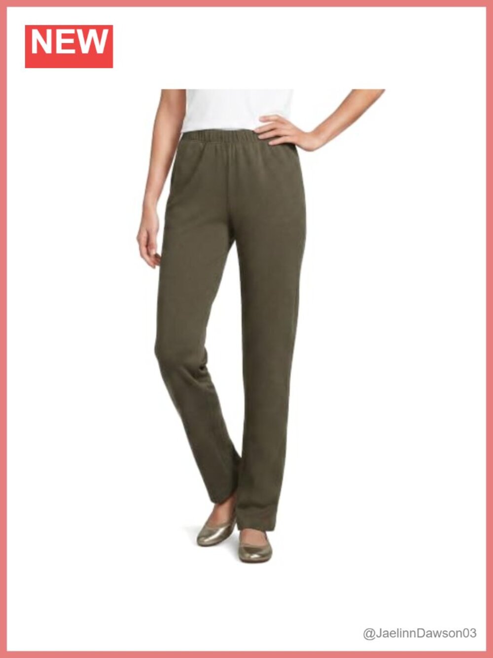 Lands' End Women's Sport Knit Pull On Pants Elastic Waist Straight Leg